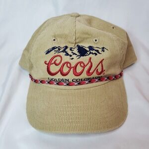 Coors Beer Corduroy Hat Cap Vintage Snapback Golden Colorado Banquet Rockies‎